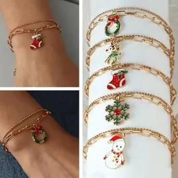 Link Bracelets Personalidade Design Simples Charm Bracelet Christmas Papai Noel Shape para Mulheres menina Coreana doce Jóias de Natal Presente de Natal