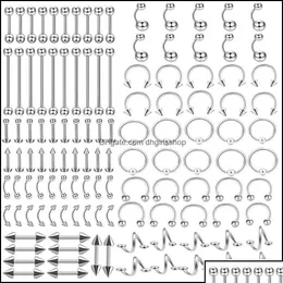 Naso Anelli Borchie Gioielli per il corpo Qiamni 120 Pz / lotto Titanio Sexy Labbro Orecchio Cartilagine Trago Sopracciglio Captive Bead Ring Pi Otyfn