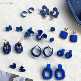 Stud Earrings Korean Blue Geometric Acrylic Resin Drop For Women Statement Round Square Dangle 2022 Fashion Brincos Jewelry