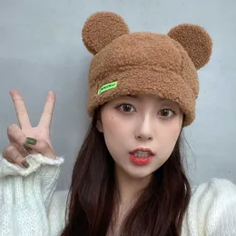 Beanie/Skull Caps Ins Japanese Cute Little Bear耳編みウールキャップ女性秋の冬の濃厚