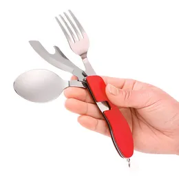 Fällbara campingbordsartiklar Rostfritt stål gaffelsked knivlägenheter för picknickresor servis