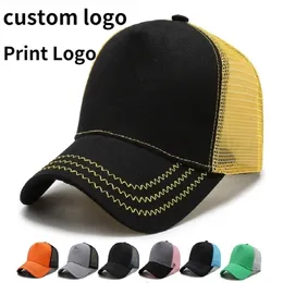 Caps de bola Mesh impressão personalizada Baseball Cap homem Homem colorblock Trucker Hat Hat Bordado Publicidade Hip Hop Gorras Hombre 221024