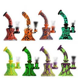 Benzersiz Heady Cam Bongs Cadılar Bayramı tarzı nargile su boruları duş başlığı perc ahtapot yağ dab teçhizatlar beher bong 5mm kalınlığında küçük mini balmumu teçhizatları kase parıltı