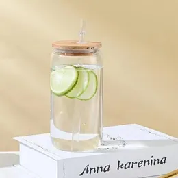 Süblimasyon kupaları 12 oz cam düz açık buzlu cam bardaklar Mason kavanoz tumbler, sıçrama geçirmez kapak ve saman deniz tarafından yeniden kullanılabilir BBB16626