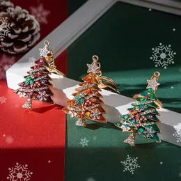 حفلة عيد الميلاد لصالح DIY Diamond Key Chain Xmas Tree Pendant Zinc Alloy Charm Hanging Pendants Home New Year Holiday Decorations Rra147