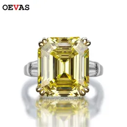 Solitaire Ring Rings OEVAS 100% S925 Sterling Silver Luxury Square Pink Yellow White High Carbon Diamond Wedding For Women Party Fine Jewelry 221024