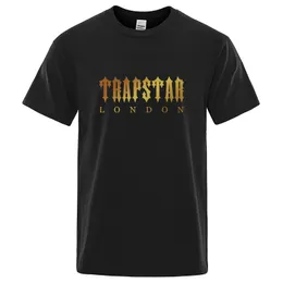 Trapstar Londra Erkek Tişörtleri Tasarımcı Yeni Altın Logo Marka T-Shirts Erkek Moda Günlük Kısa Kol gevşek Spor Üstleri O yakalı Pamuk Nefes Alabası Tshirt