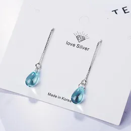 Dangle Earrings 925 Silver Natural Blue Austria Crystal Drop Earring For Women Aretes De Mujer Gemstone Orecchini Garnet