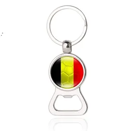 2 i 1 fotbollsflasköppnare Keychain Qatar World Cup Flag Mini Easy Can Opener Beer Ring Wine Jar Openers JNB16636