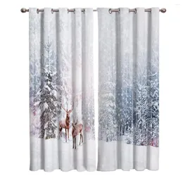 Curtain Snow Winter Christmas Love Happy Curtains For Window Treatment Blinds Drapes Living Room Bedroom