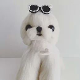 Pies Apparel Akcesoria Ręcznie robione głowica nagłówek kwiat Teddy Yorkshire Maltańczyka Pearl Flash Diamentowe okulary przeciwsłoneczne Puppy Supplies2174