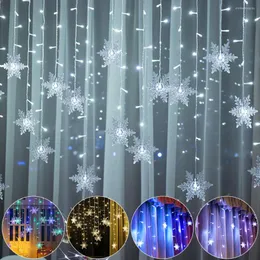 Saiten Weihnachten Schneeflocke LED Vorhang Lichterketten Speicher Girlande Urlaub Beleuchtung Party Ornament Navidad Jahr Dekor Fee