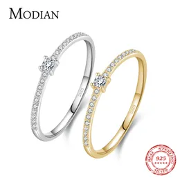 Einfache quadratische klare Bandring CZ Charm Goldfarbe Fingerringe für Frauen Hochzeit Verlobungsschmuck