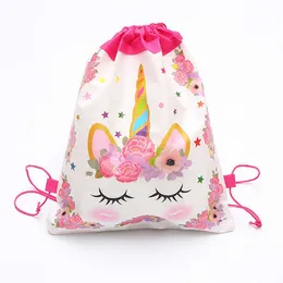 Drawstring Dinosaurs Kids Unicorn Bag Cartoon Drawstring Backpack Storage Bags Kids Outdoor Casual Girl's Knapsack Drawstring Bags