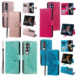 Datura Flower Leather Wallet Wallet for Samsung Z Fold 5 4G Zfold5 Zfold4 5G Fold5 Purnrin