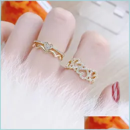 Обручальные кольца обручальные кольца милое качество двойное сердце женские женщины кольцо роскошная обручальная группа Micro Inlaid Циркония Bague для Brida Dhaj7