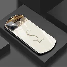 Дизайнеры iPhone Cover Brands Luxury Classic Countened Glass Mirror Phonecase для 14 14plus 14pro 14promax 13 12 11 Pro Max XS XS XSMAX