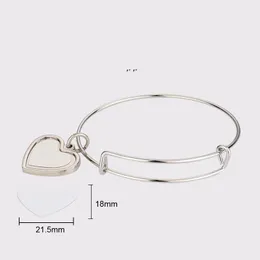 Sublima￧￣o Bracelete de metal Pingente de transfer￪ncia t￩rmica Branco de joalheria Bracelets Bracelets brancos em branco DIY Presente personalizado BBC73