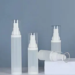 Bärbar vit frostad underpackage Spray Bottle Lotion Vakuumflaska 15 ml 30 ml 50 ml dispenser LK334
