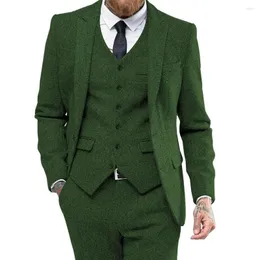 Ternos masculinos Autumn/Winter Green Herringbone Men Slim Fit Jacket Colrent