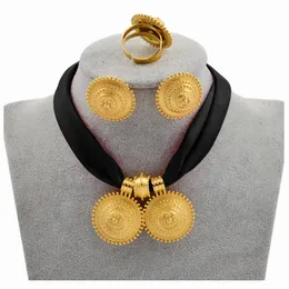 Bruiloft sieraden sets Anniyo diy touwketen Ethiopische set gouden kleur eritrea etnische stijl habesha hanger oorbellen ring #217106 221024
