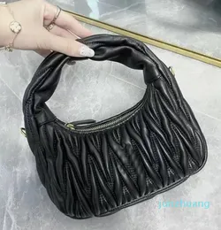 Designer Wander Matelasse Nappa Hobo Bags Belas linhas de bolhas 3D Bolsa de ombro Hardware de ouro Metal Metal Hasp Baguete Frente Frente Algod￣o Flap Saco