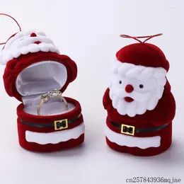 غلاف هدية 50 PCS Santa Claus تصميم حلقة الصناديق المخملية المجوهرات قلادة عيد الحب هدايا