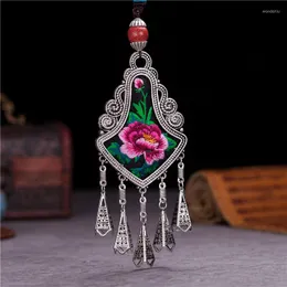 H￤nge halsband losodo h￤ngen personlighet smycken retro etnisk stil klassisk miao silver tasslar broderi keramiska p￤rlor