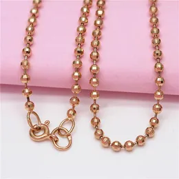 سلاسل 585 Purple Gold Plated 14k Rose Rose Lream Bead Bead Chain Neckalce for Woman Fashion Classic Hip Party Jewelry Gift