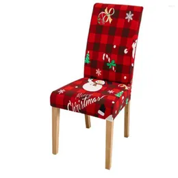 Chair Covers 1pc Christmas Classic Stretch Washable Slipcovers Protector For Home Kitchen Dining Room