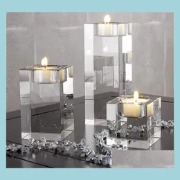 Kerzenhalter Glaskugel Verdickung winddichter Kerzenständer im Inneren der Kristalldekoration Europäische romantische Hochzeit für Drop-Lieferung DHY6Z