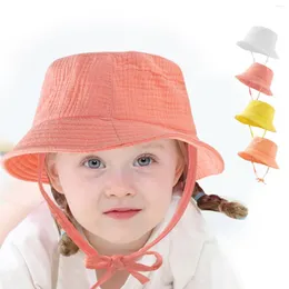 베레모 어린이 여름 가을 버킷 모자 4 단색 어린이 어부를위한 어부 1-8 세 부모-자녀 야외 일요일 모자 2pcs