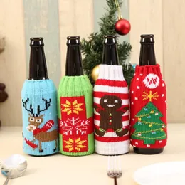 Festa de capa de garrafa de vinhos de malha de natal Favor Favor de vinhos de cerveja de Natal Santa Snowman Moose Capas de cervejas atacadistas RRA200