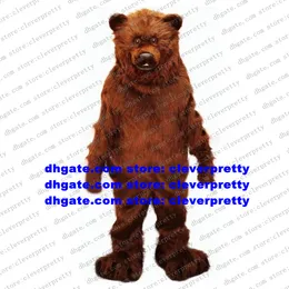 Langes Fell Pelziges Braunbär-Maskottchen-Kostüm Grizzlybär-Fursuit Erwachsener Cartoon-Charakter-Outfit-Anzug Rückkehr-Bankett-Grad-Nacht zx768