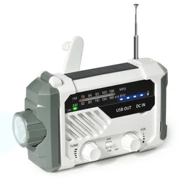 Radio Notfall AM FM NOAA Radio Handkurbel Batteriebetriebenes Solarradio mit LED-Taschenlampe Schreibtischlampe 2000 mAh Ladegerät SOS-Alarm 221025