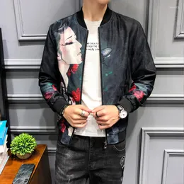 Men's Jackets 2022 Autumn Men Floral Jacket Girl Print Bomber Baseball Vintage Mens High Quality Jaqueta Motoqueiro