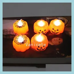 Decorazione per feste Halloween Decorazioni per feste a LED Luci elettroniche di zucca Atmosfera Decorazione Glowing Toys Squash Candle Light di Dhxde