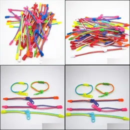 Charm Bracelets Dhs Fidget Bracelets Toys Party Zipper Bracelet 7 5 Inches Fidgets Toy Sensory Neon Color Friendship For Kids Adts D Dhqck