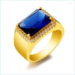 Eheringe Eheringe Vietnam Alluvial Gold Männer Mode Klassisch Blau Kristall Zirkon Schmuck Hochzeit Brit22 Drop Lieferung 2022 Dhwtc