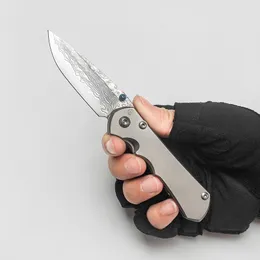 Chris Reeve Folding Knife Inkosi Limited Wersja niestandardowa Piękna tytanowa uchwyt Damascus Blade Perfect EDC EDC Outdoor Equipment Taktyczne narzędzia kempingowe