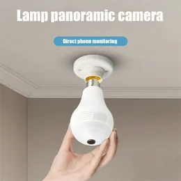 Câmeras de cúpulas LED BULLB 1080P HD sem fio Panorâmico Segurança Wi -Fi CCTV Fisheye Lâmpada IP 360 grau 221025