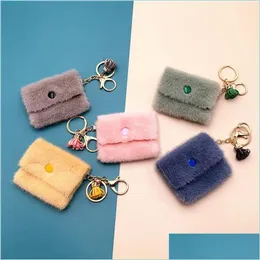 Keychains Lanyards Cute Mini Bag Shape Keychain Candy Color Coin Purse Charms Pendant Car Key Ring Holder Party Jewelry Drop Deliv Dhops