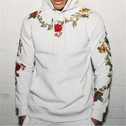 Herrtr￶jor mode m￤n l￤nge ￤rm varm pullover ros blommig tryck huvtr￶ja manlig hoodie casual sportkl￤der streetwear