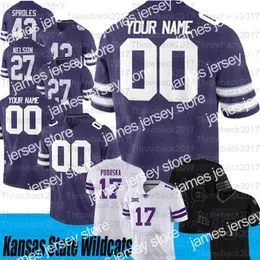 American College Football Wear Custom Kansas State Wildcats #0 Briley Moore #13 Chabastin Taylor #22 Deuce Vaughn #87 Nick Lenners Jerseys