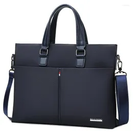 Briefcases Men's Business Casual Bag Oxford Cloth Briefcase Tote Bags Blue High Quality Male Leather Large Capacity Black