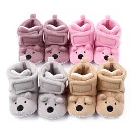 Stövlar 2022 Vinter Nyfödda High-Top Cotton Shoes Super varm snö söt djurtryck Baby Soft-Soled Non-Slip Bed L221011