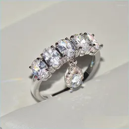Обручальные кольца обручальные кольца роскошные сердец -хрустальные кольцо женщина модные цвета воды для женщин для женщин ювелирные украшения Brit22 Dhhew Dhhew