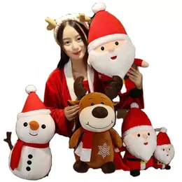 Cute Santa Claus Christmas Decorations Plush Dolls Stuffed Xmas Snowman Reindeer Plushies for Room Decor