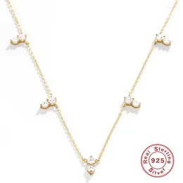 Cadeias Canner Collier Argent 925 colares de prata esterlina para mulheres Trendy delicate geométrica de zircão empilhado Jóias de casamento
