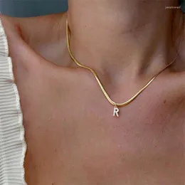 Choker Adjustable Herringbone Gold Alphabet Letter A -Z Necklace 18K Customized Gift Rhinestone Jewelry Women